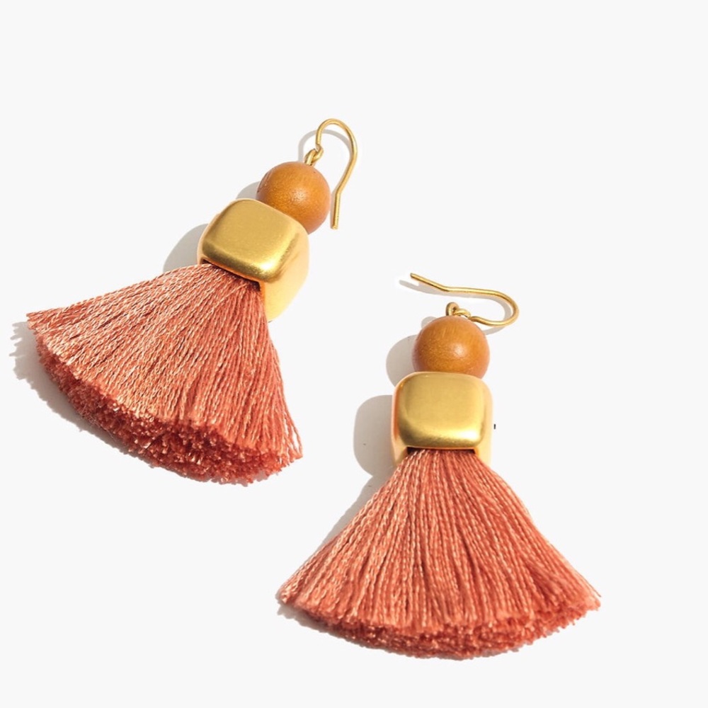 MADEWELL Wooden Bead Tassel Earrings